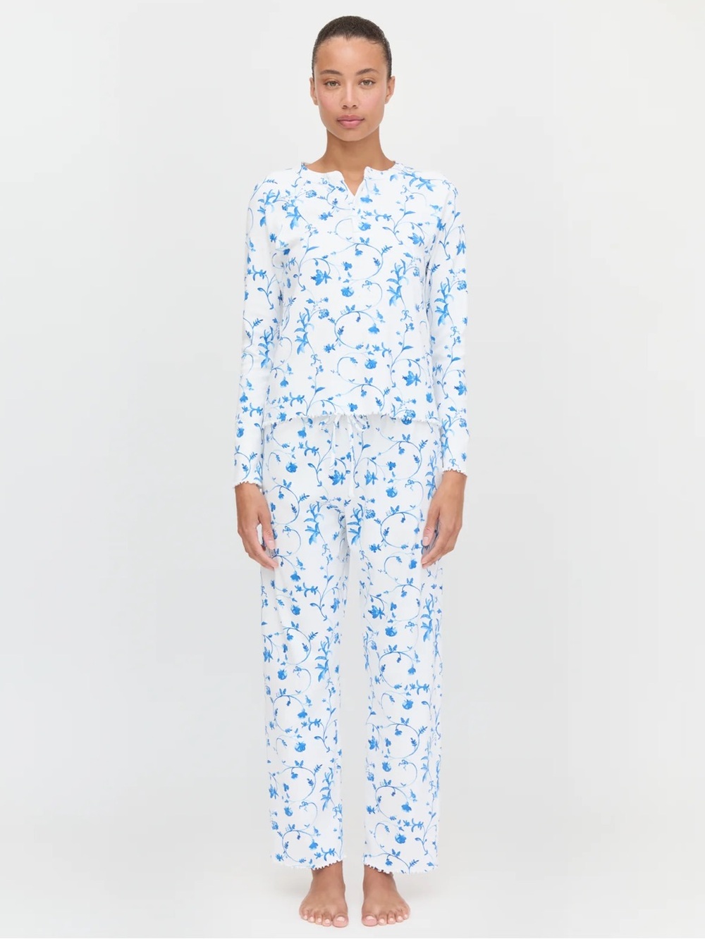 Hill House The Olivia Pajama Set Blue Botanical Large